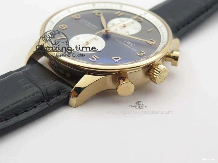 MIROTIME 0324 Portuguese Chrono RG IW371433 Jackie Chan ZF 1:1 Best Edition Gray Dial On Black Leather Strap A7750 V WrinkleFree 7273